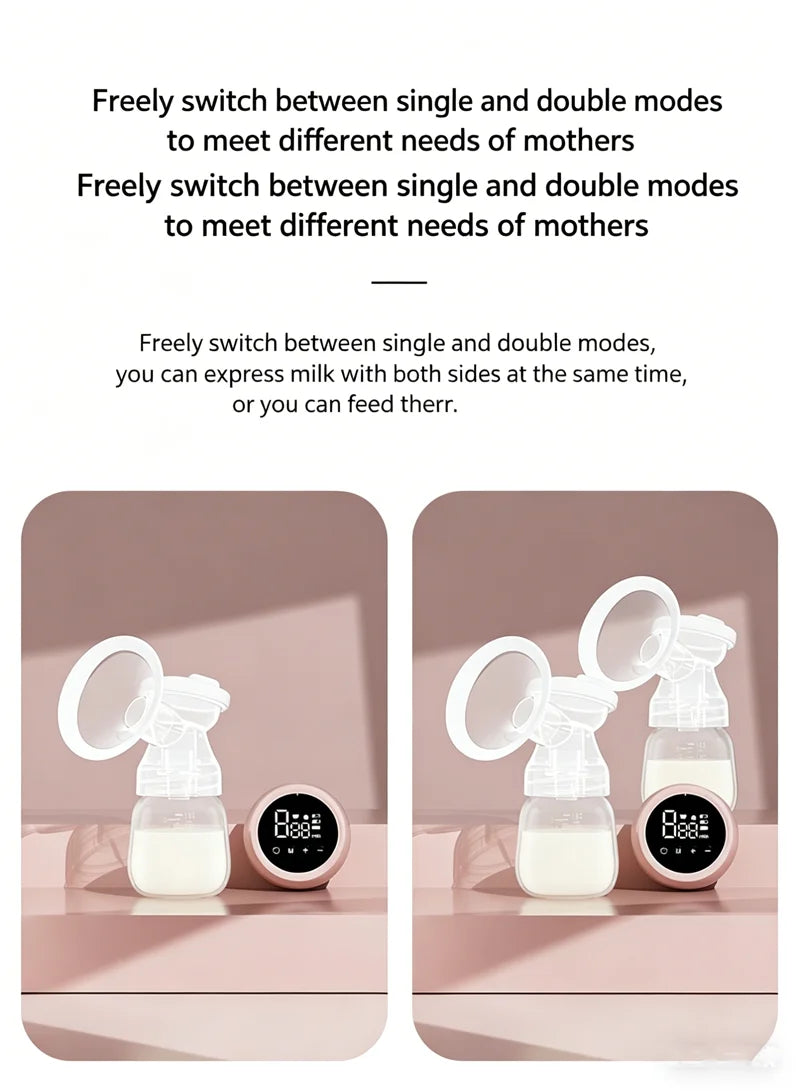 Portable USB Double Electric Breast Pump BPA Free 3 Modes 9 Suction Levels LED Display for Nursing Moms Easy Baby Feeding Gifts
