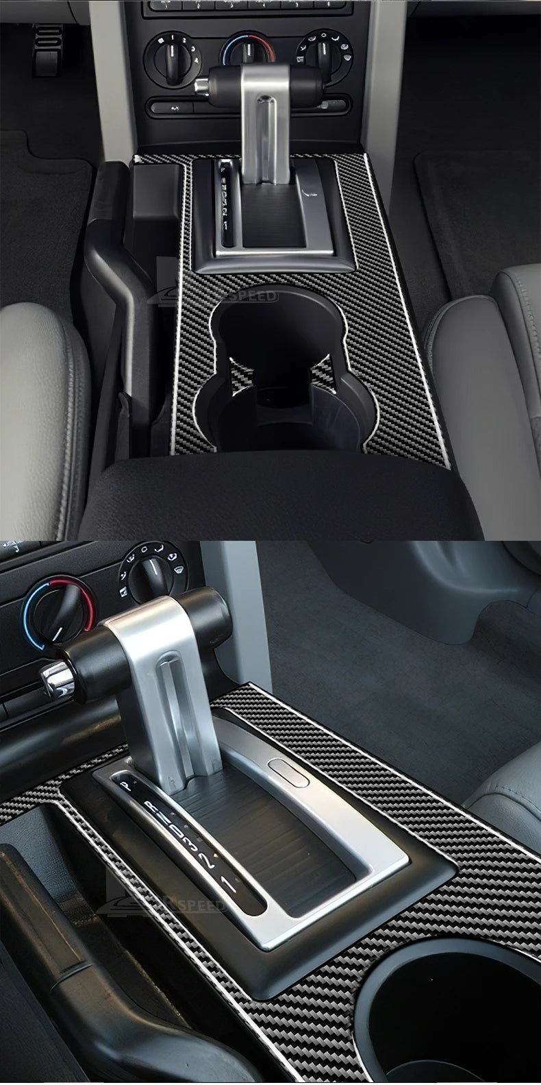 Real Soft Carbon Fiber Sticker For Ford Mustang 2005 2006 2007 2008 2009 Accessories Interior Trim Car Gear Shift Panel Cover