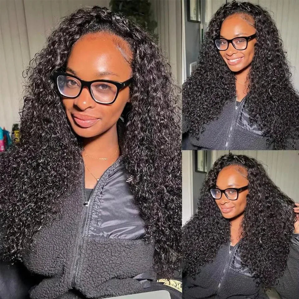 Half Wig Human Hair Jerry Curly Glueless Wigs Human Hair Curly Half Wig Drawstring Seamless Flip Over Half Wigs for Black Women