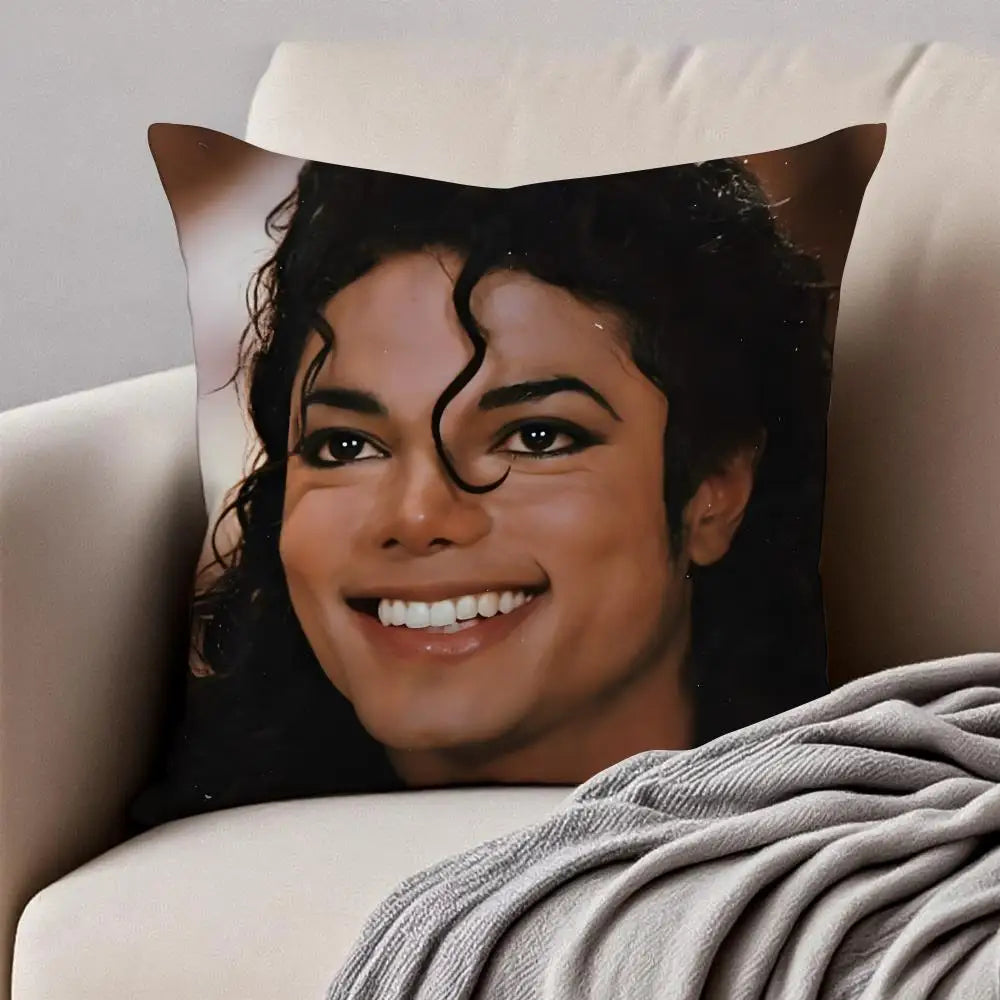 Pop Music M-Michael Jackson Cushion Cover Pillowcase Anti-dustmite Invisible Zipper Short Plush Sofa Cushion