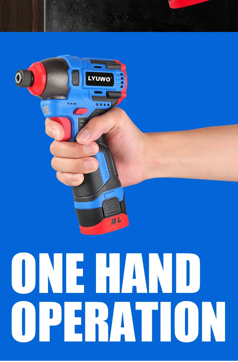 LYUWO 16V Electric Drill Screwdriver 160N.m impact Driver cordless drill Household Multifunction Hit Power Tools