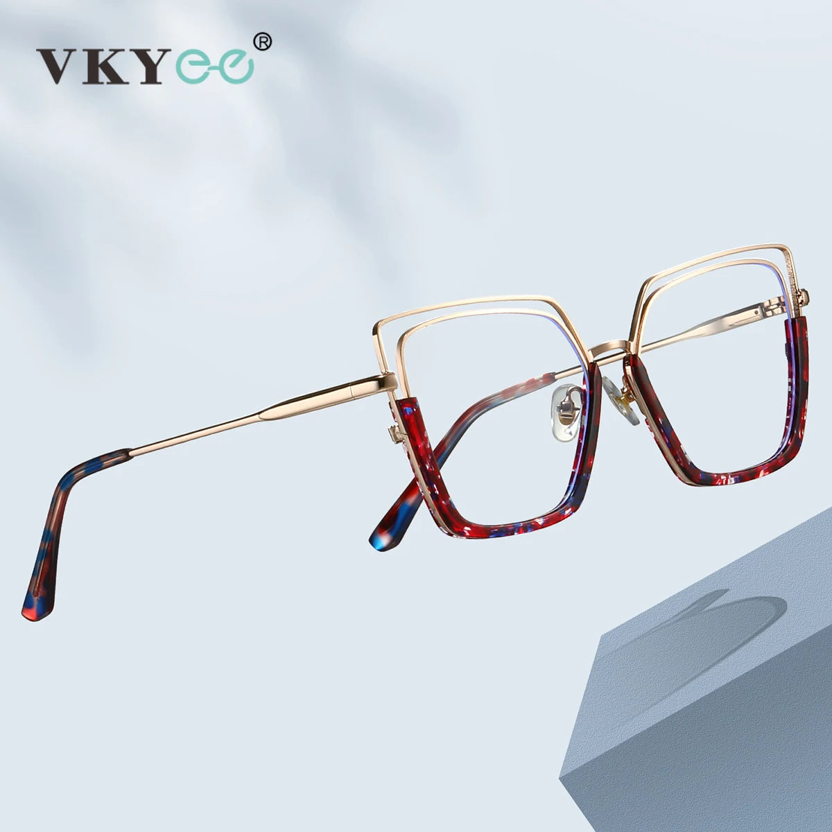 VICKY Fashion Geometric Square Large Frame Personalized Design Women's Anti-Blue Light Reading Glasses Customizable Prescription