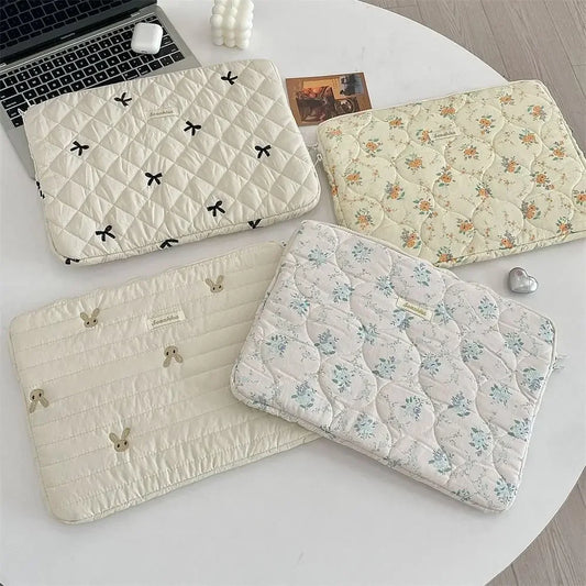 Universal Rabbit Laptop Sleeve Case 11/13/15 inch Broken Flowers Laptop Bag Bowknot Shockproof Tablet Protective Pouch