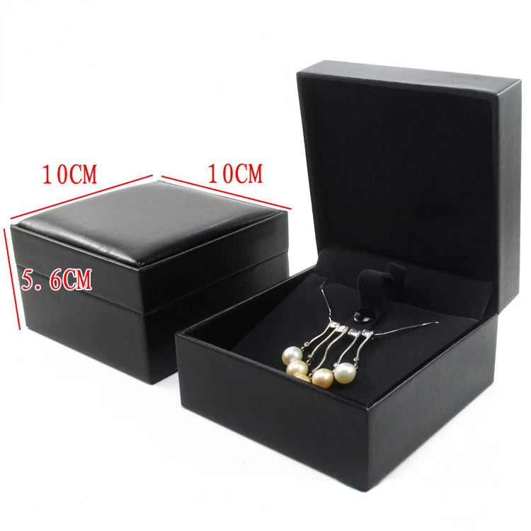 Black PU Leather Ring Box Jewelry Packing Box Necklace Pendant Bracelet Gift Box Earrings Necklace Bracelet Packing Set