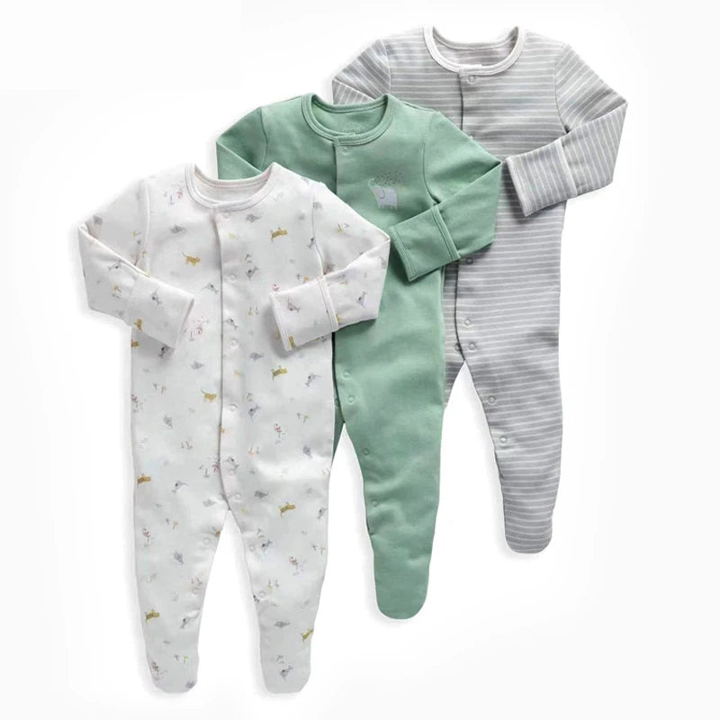 3Pcs Brand Newborn Baby Clothes Set Infant Boys Girls Romper Cotton Long Sleeve Pajamas Jumpsuit Toddler Outfits