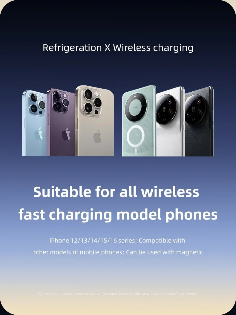 Magnetic Wireless Car Charger Phone Holder QI2 Ice Cooling RGB Tempered Glass Fast Charging Radiator For Magsafe iPhone 12-16