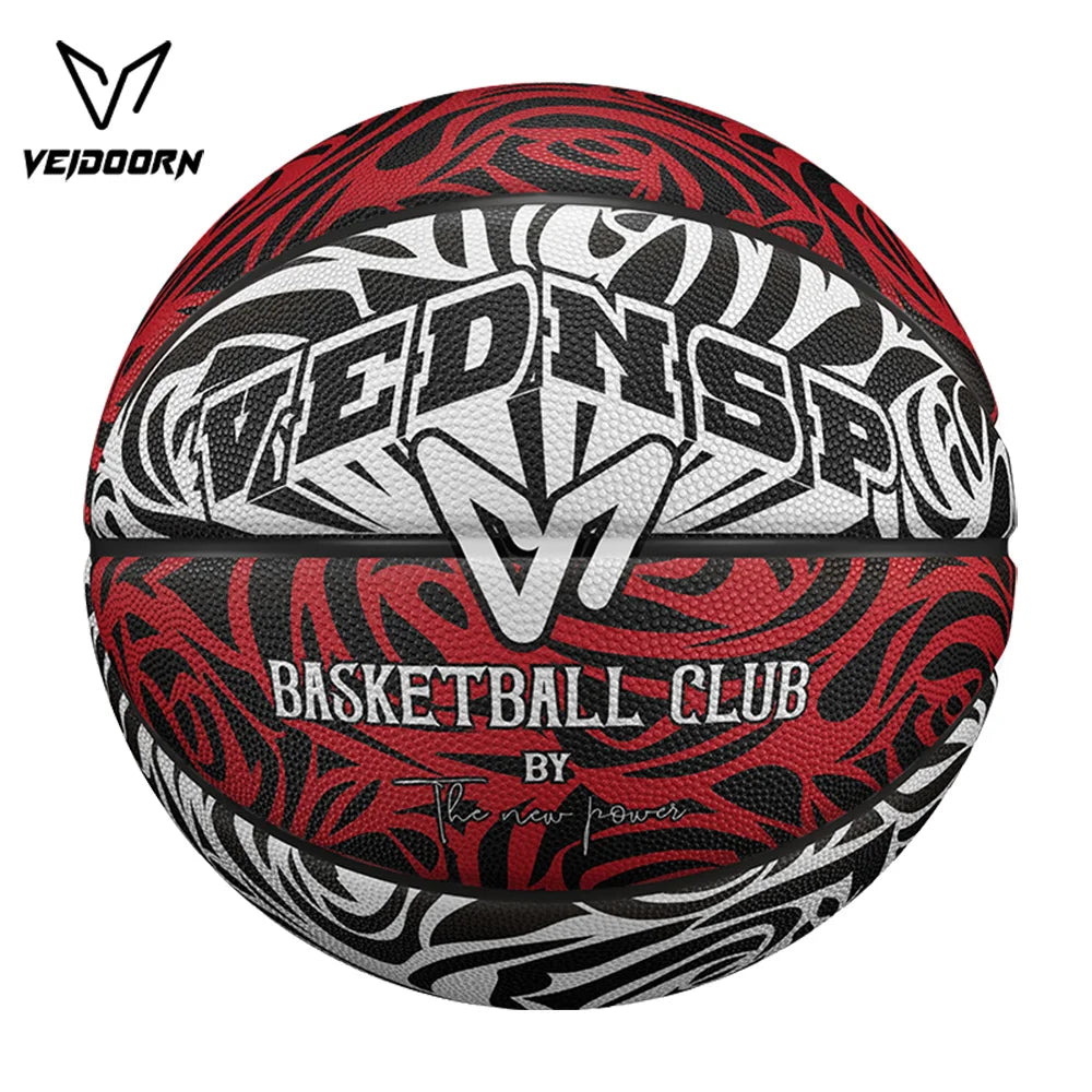 Veidoorn Rose Pattern Basketball Stylish Floral Design Outdoor/Indoor Sports Ball for Men and Women Rubber Ball