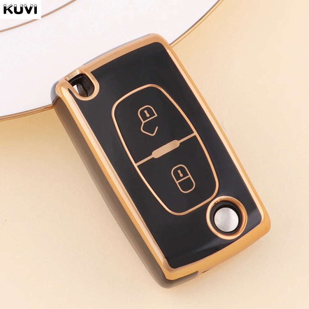 TPU Car Flip Key Case Cover Shell Fob Keyless For Peugeot 107 207 307 308 407 607 3008 5008 For Citroen Xsara Picasso C5 C6 C8