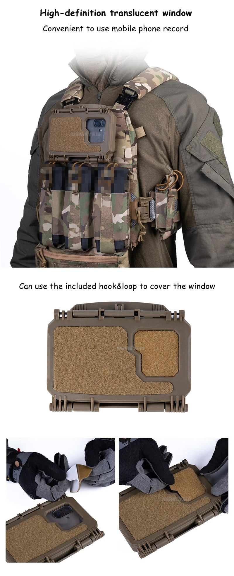 Tactical MOLLE Mobile Phone Box V2 Sport Chest Rig Hunting Vest Navigation Board Instant Equipment  Front Panel Phone Holder