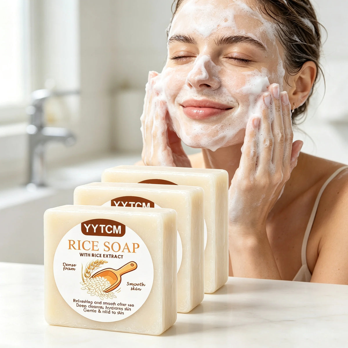YYTCM Rice Extract Soap Gentle Hydrating Cleansing Bar For Face & Body