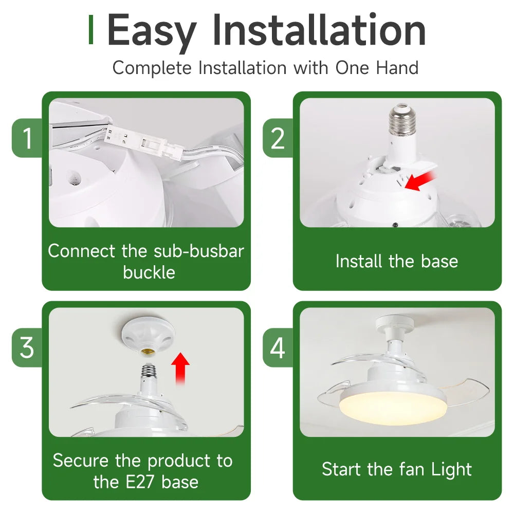 Ceiling Fan Light Suitable For E27 Base Bedroom Fan Lamp With Remote Control Fan Chandelier for Living Room Decor Fan Light