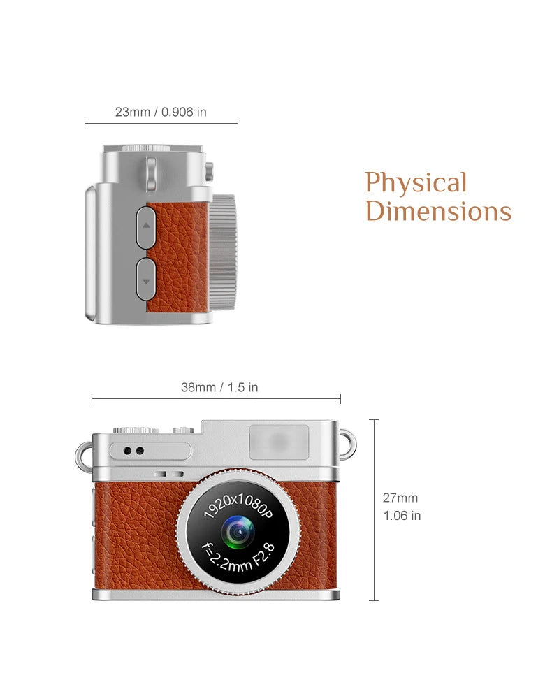 Pocket-Sized Retro Digital Camera, 1080P Mini Vlog Cam with Screen, Portable Camcorder for Kids, Teens, Travel, Sports & Gift