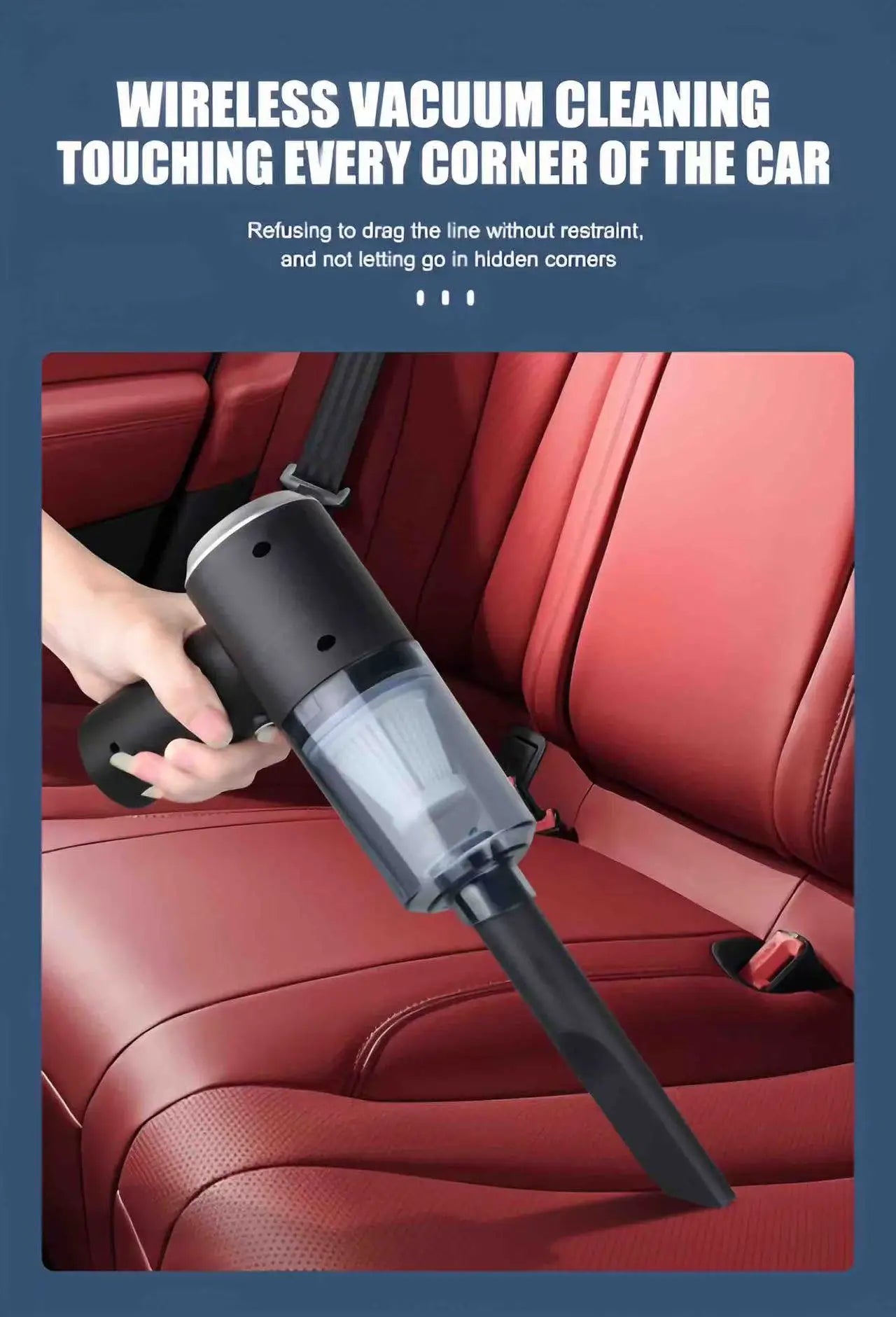 2025 Black Portable Car Wireless Vacuum Cleaner 120W Powerful Handheld for Home & Auto, Lightweight Cordless Rechargeable 3-in-1