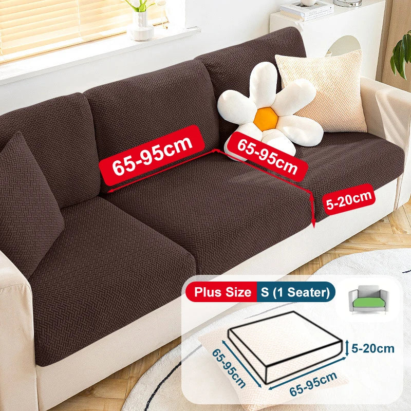 Jacquard Sofa Cover Stretch Fabric Sofa Seat Cushion Cover For Living Room Removable Spandex Seat Case Chaise Lounge Home Pets