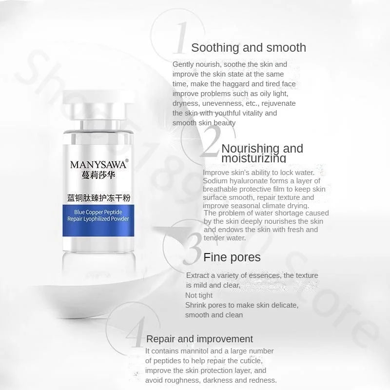 Blue Copper Peptide Repair Lyophilized Powder Box Freeze-dried Firming Essence Anti Aging Shrinks Pores Face Serum Skin Care Set