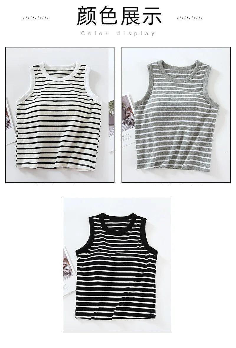 One Piece Pajamas Tops For Women New Fashion Striped Sleeveless Summer Sleepwear Shirt Slim Cotton Chest Pad Sleep T-Shirts