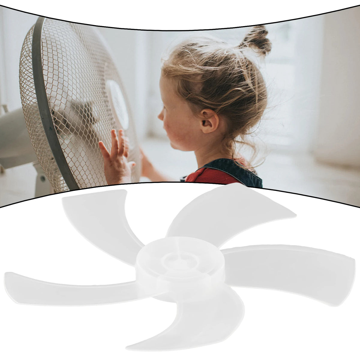 Replacement Fan Blade for 16 Inch Household Stand or Desk Fans 5 Leaves Plastic Blade with Nut Cover Offering Use