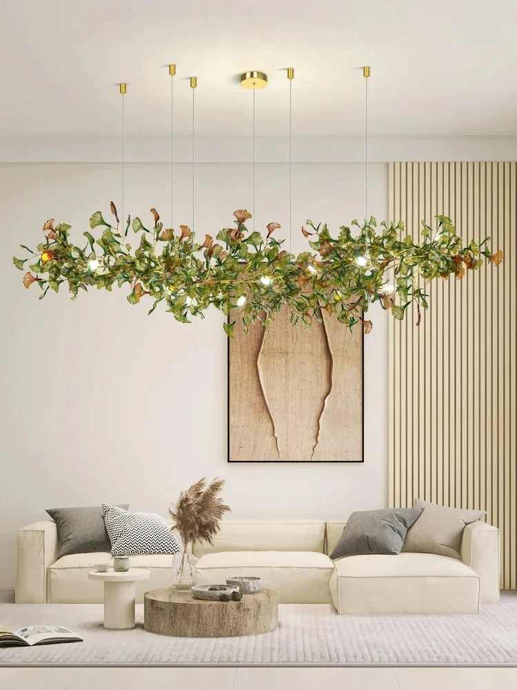 Living Room Chandelier Modern Minimalist and Magnificent Light Luxury Creative Ginkgo Leaf Designer Duplex Building Villa