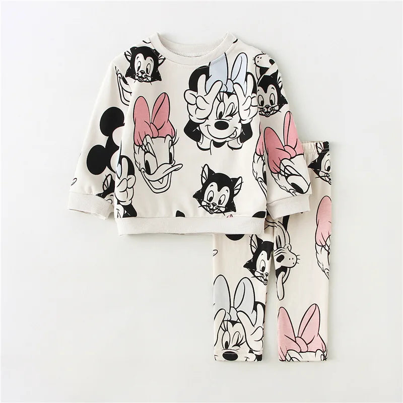 Kids Baby Girl Spring Autumn Clothes Sets Cute Minnie Print Sweatshirt+Pants 2Pcs Casual Long Sleeve Outfits