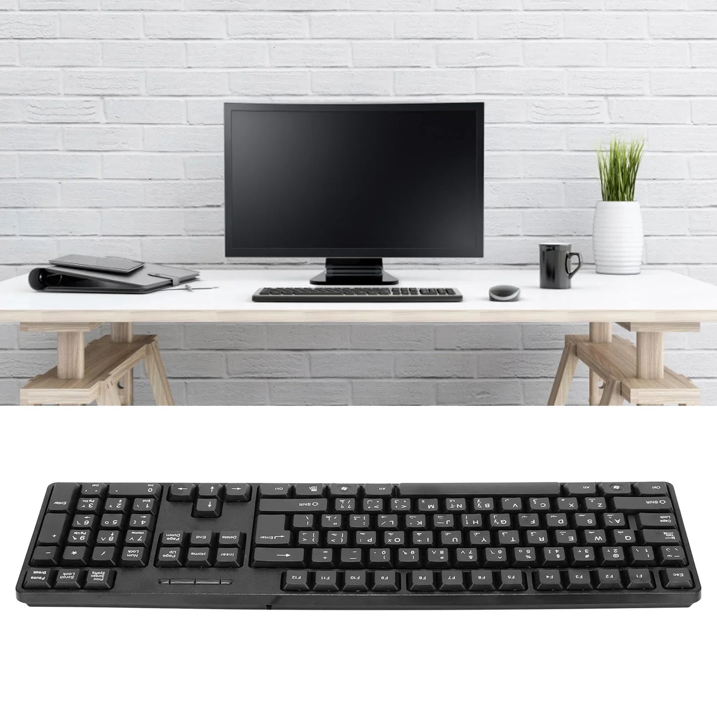 Computer Keyboards Ergonomic Design Durable USB Wired Arabic English Mechanical Keyboard for PC Laptops