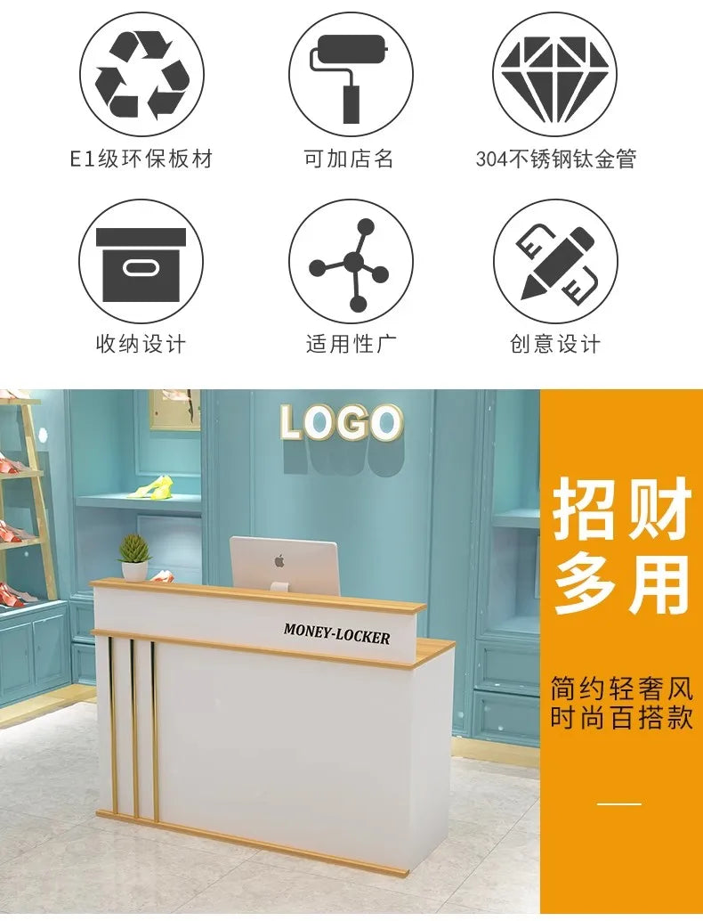 Luxury Unique Reception Desk Professional Aesthetic Design Cool Bar Counter Retro Center Resepsiyon Masası Commercial Furniture