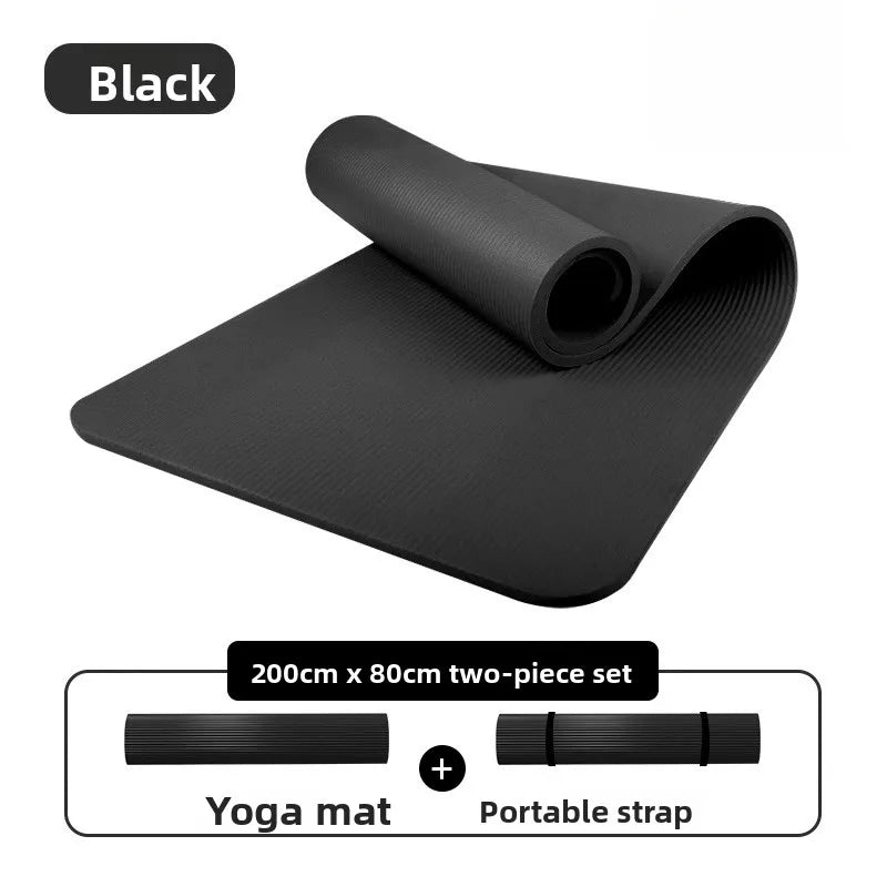 Thiened Yoga Mat for Men Fitn Yoga Mat S Allowed Yoga Mat for Home Use Non-Slip Nbr Material Pure Color Design