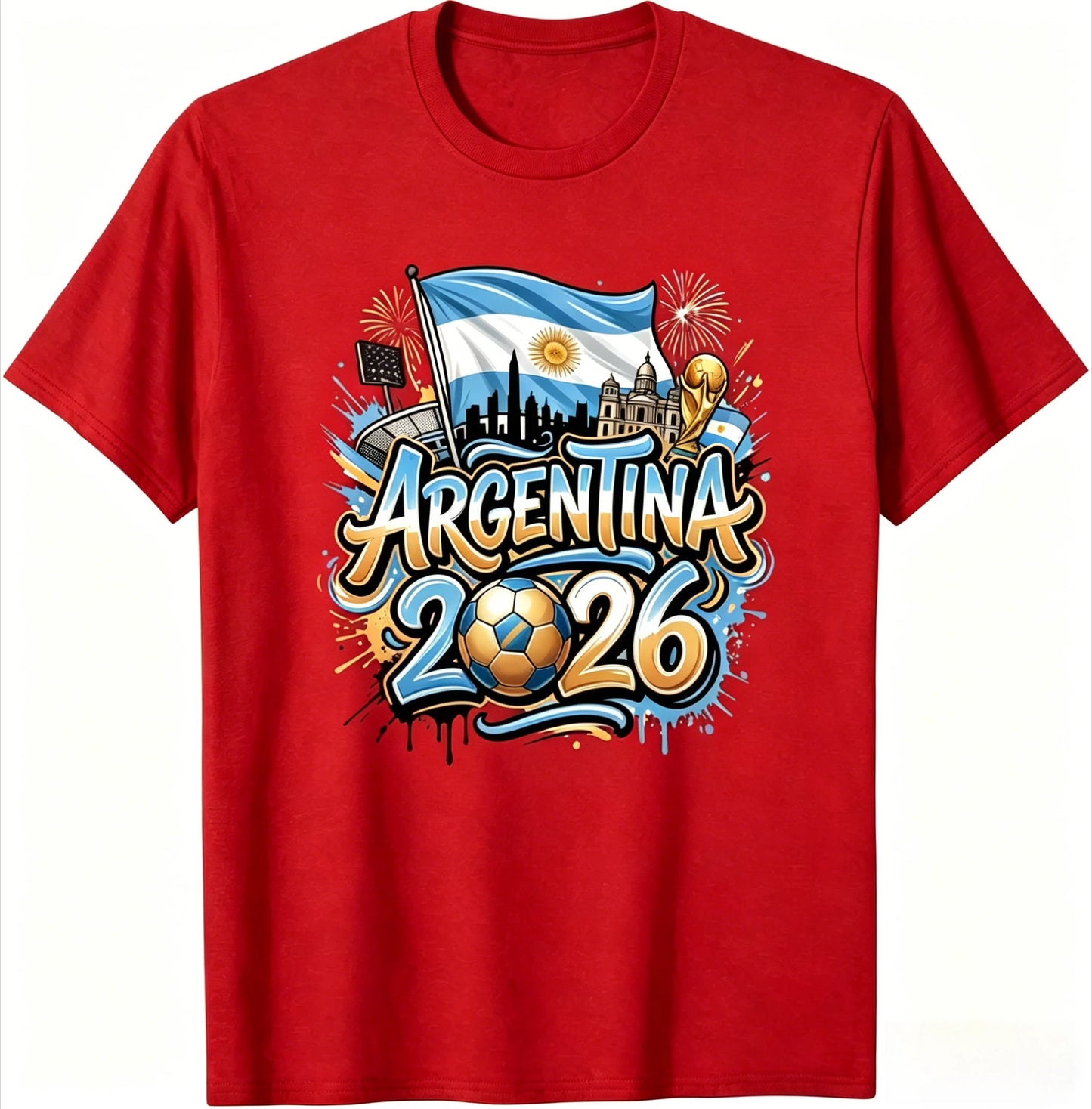 Unisex Argentina 2026 Soccer Tee Vintage Style Graphic Football Fan Supporter Casual Streetwear Top