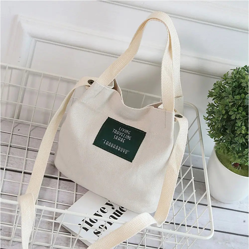 Women Shoulder Bags Letter Handbags Casual Buckle Tote Canvas Crossbody Bag Cute Shopping Bag For Ladies