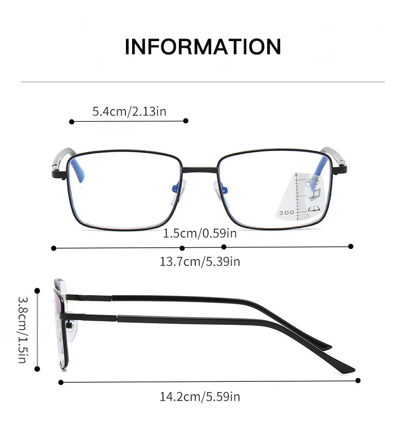 Color Changing Reading Glasses Men Automatic Zoom Progressive Multifocal Presbyopia EyeGlasses +1.0-+4.0 Anti Blue Light Eyewear