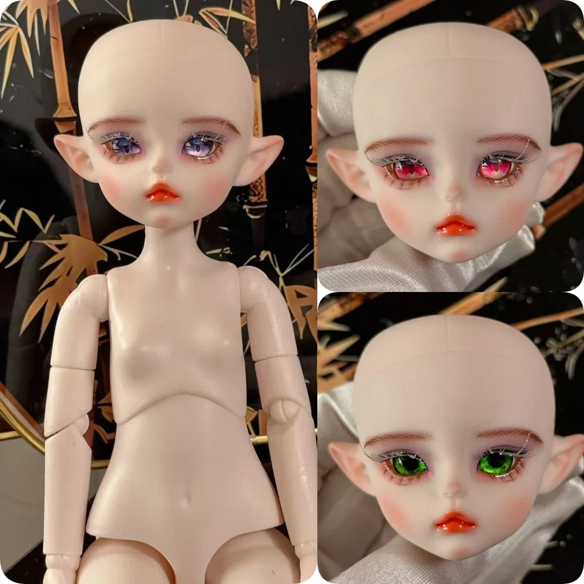 Cute 1/6 BJD Doll Head Handmade Elf Makeup Dolls White Eyelash 30cm Doll Kids Toy Gift Dolls for Girls