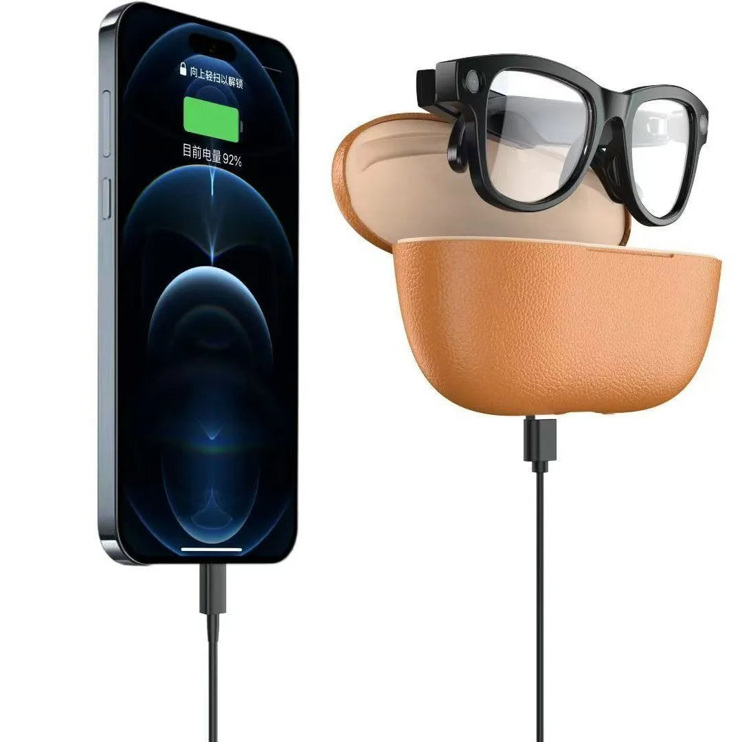 AI Smart Glasses M02Ultra with Charging Case - 800MP Camera, Object Recognition, Translation, WiFi, Navigation, Recording