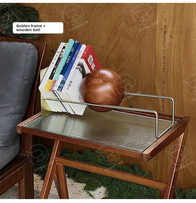 Bauhaus Creative Bookshelf Solid Wood Ball-Bearing Magazine Holder Mid-Century Modern Desk Organizer Artistic Home Display shelf