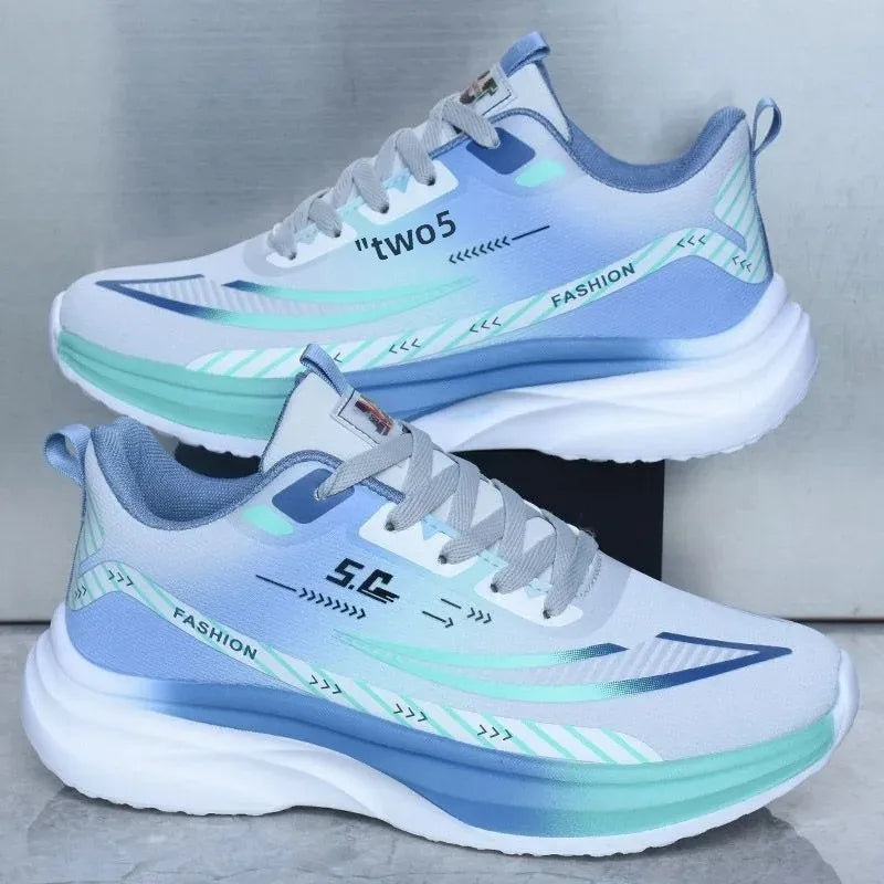 Ice Silk Mesh Sports Shoes Running Shoes Thick Bottom Soft Bottom Breathable Trendy Casual Men's Shoes Comfortable EVA Insole