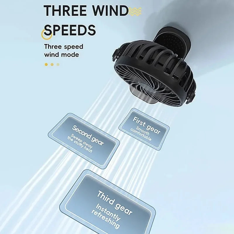 Portable Rechargeable Electric Fan 720° Rotating Hanging Clip Fan with NightLight Office Bedroom Dormitory Outdoor Small Fan