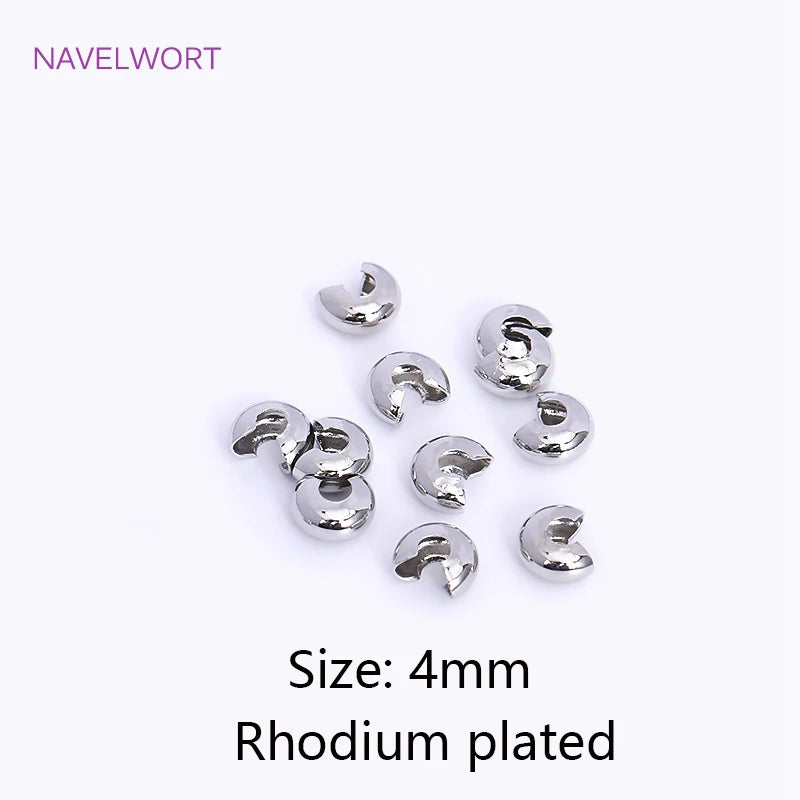 18K Gold Plated Brass Stripe Crimp End Beads Stopper Open Crimp Beads Covers DIY Handmade Crafts Accessories For Jewelry