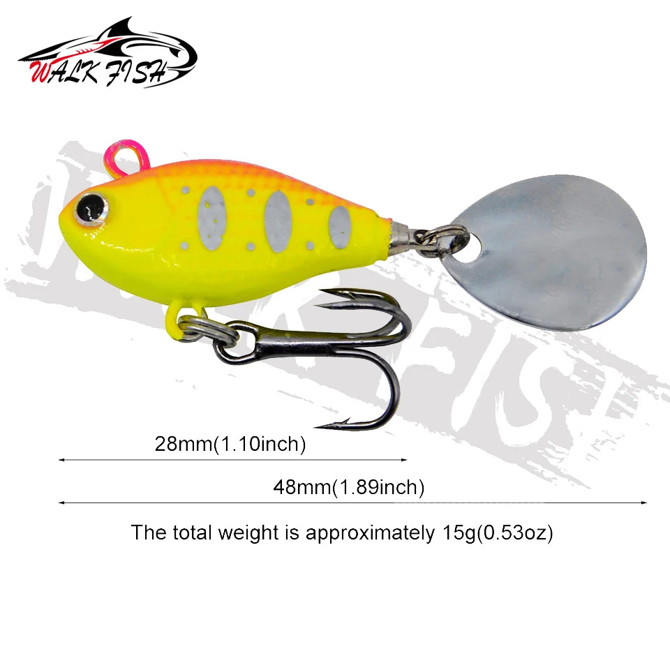WALK FISH New 15g Metal Vib Rotating Spoon Wobbles Vibration Fishing Lures for Pike Bass Winter Jigs Pesca Fishing Tackle