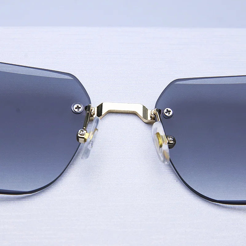 Rimless Sunglasses Rectangle Fashion Popular Women Men Shades New Square Sun Glasses For Female Male Summer Traveling Oculos