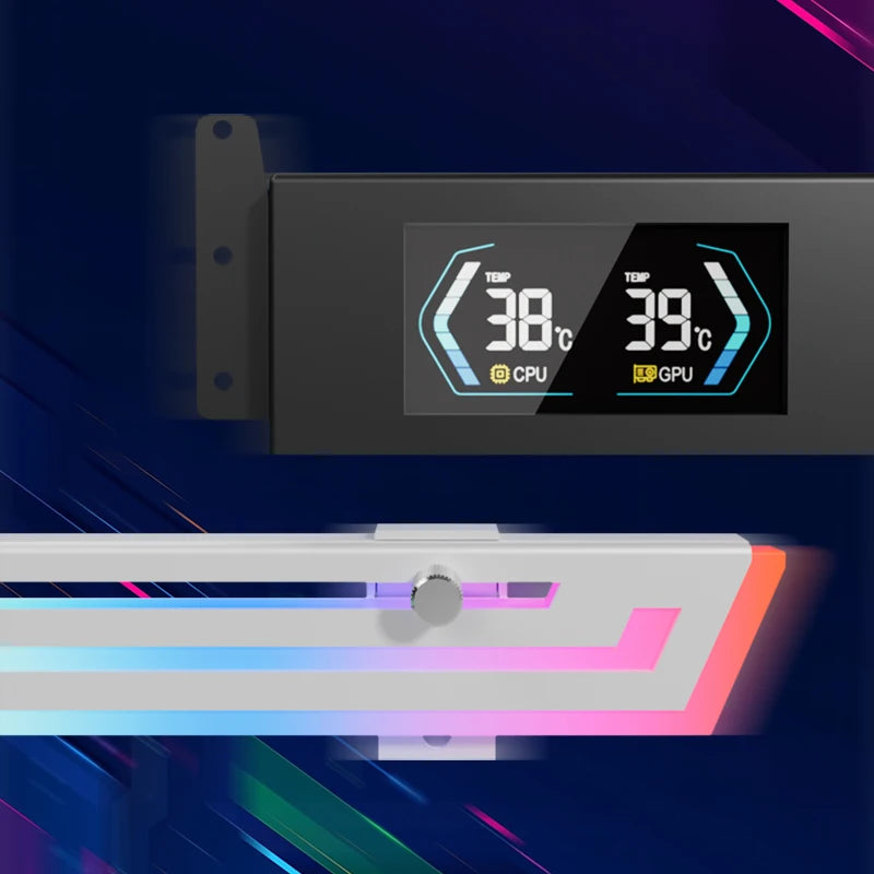 Power Train Z-X6 Graphics Card Bracket Temperature Display 5V 3PIN ARGB AURA SYNC Graphics Card VGA Holder Height Adjustable