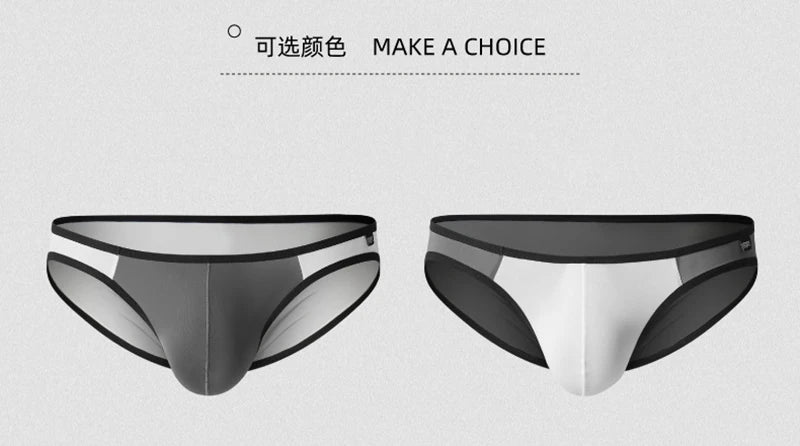 Ice Silk Sexy Men Underwear Briefs Cueca Mid Waist Thin Calcinha Quick Dry Youth Panties Ropa Interior Hombre U Pouch Underpants