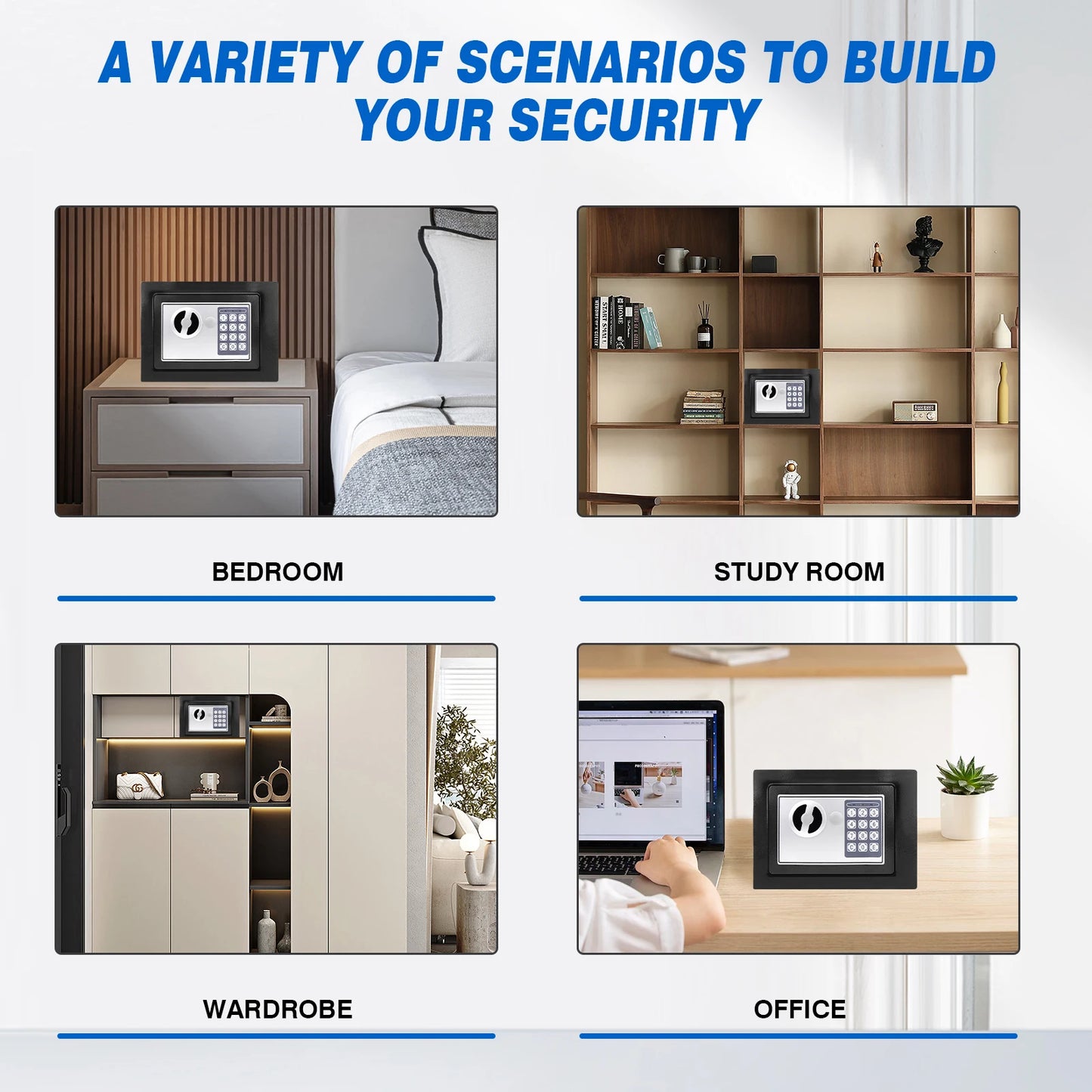 Fireproof Waterproof Home Safe 4.6L/8.5L/16LSafes Home Security Cash Box Cabinet Valuables Protection with Double Digital Keypad
