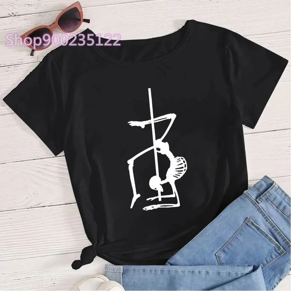 Just Pole It T-shirts Women Printd Letter Tshirt Women's Short Sleeve Fashion Pole Dance Tops Streetwear Cute Unicorn T-shirt