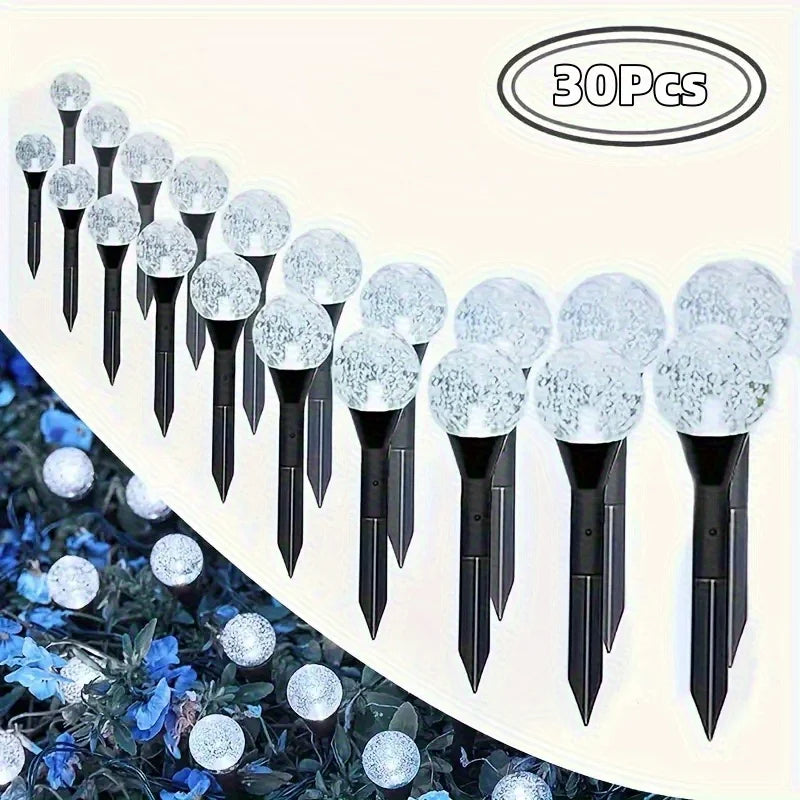 LED Solar Garden Light  Bubble Path Lighting Crystal Ground Stakes Outdoor Lawn Lights- 8 Modes for Christmas Party Decoration
