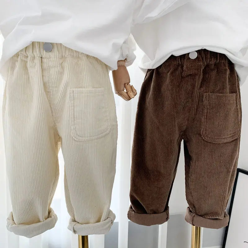 Boy Korean Children's Clothing Spring Fall Kids Trousers Corduroy Boys Pants Solid Pants Baby Girls Outfit Clothes for Teenagers