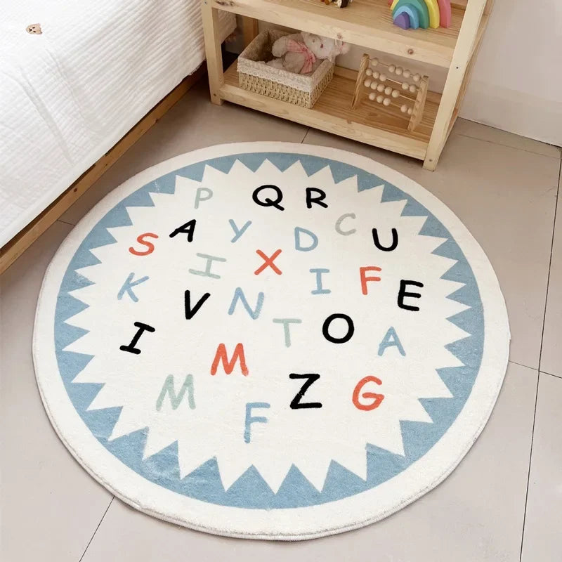Rainbow cartoon Round Carpet Bedroom Animal Non-slip bedside area carpet Soft plush children's play mat Comfortable home decor