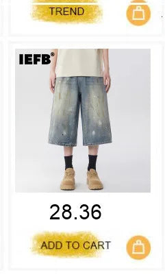 IEFB Workwear Men's Denim Shorts Multi Pocket Wide Leg Baggy Fit Casual Summer Streetwear Casual Cargo Jeans 9X2957