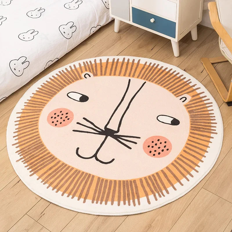 Rainbow cartoon Round Carpet Bedroom Animal Non-slip bedside area carpet Soft plush children's play mat Comfortable home decor