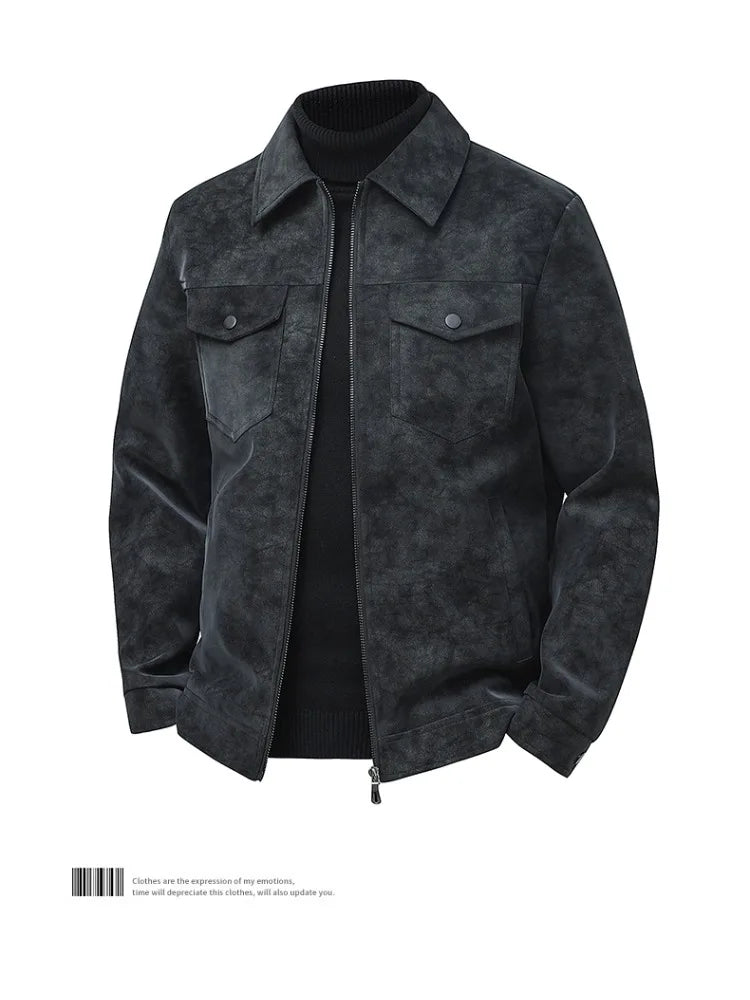 Jacket Spring and Autumn New Style Solid Color Simple High Quality Fashion Trend Casual Versatile Comfortable Men's  Retro  Coat