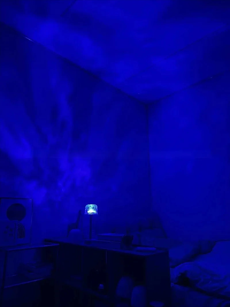 LED High Footed Desk Lamp with Water Ripple Projection Romantic Atmosphere Night Light for Couple Gift Indoor Bedroom