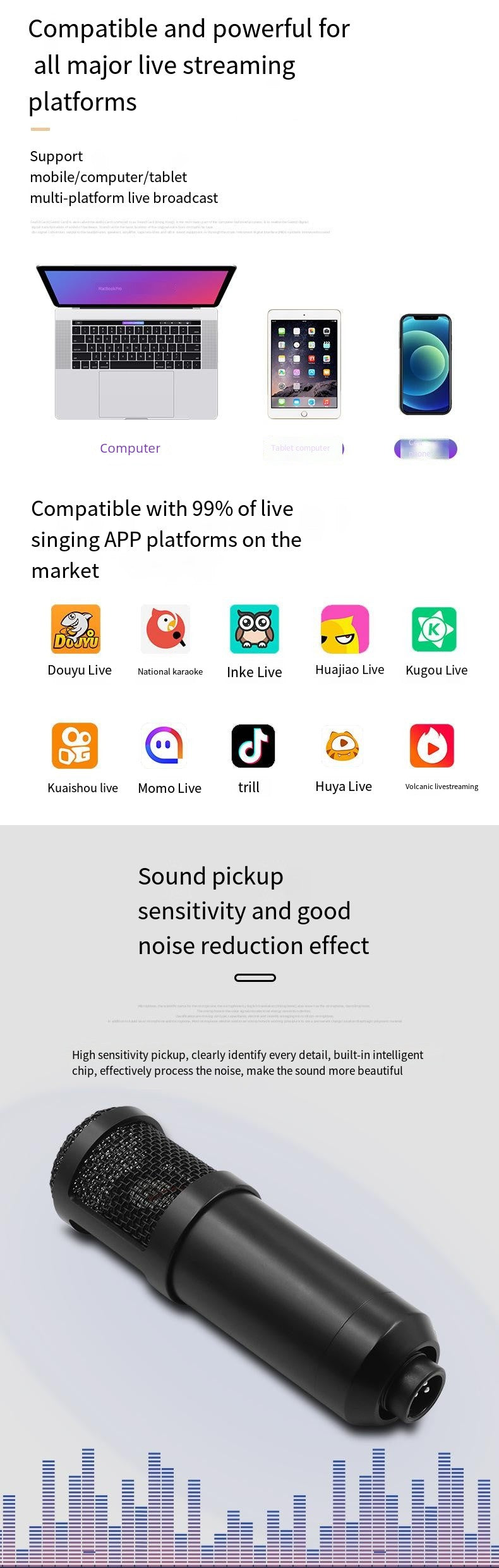 Bm800 Condenser Microphone + V8 Sound Card Computer Recordin