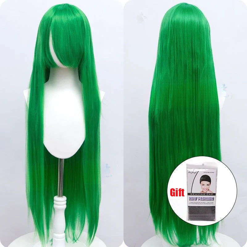 Snoya 100cm synthetic long straight cosplay wig with bangs Heat Resistant hair Anime pink blonde red purple women wig